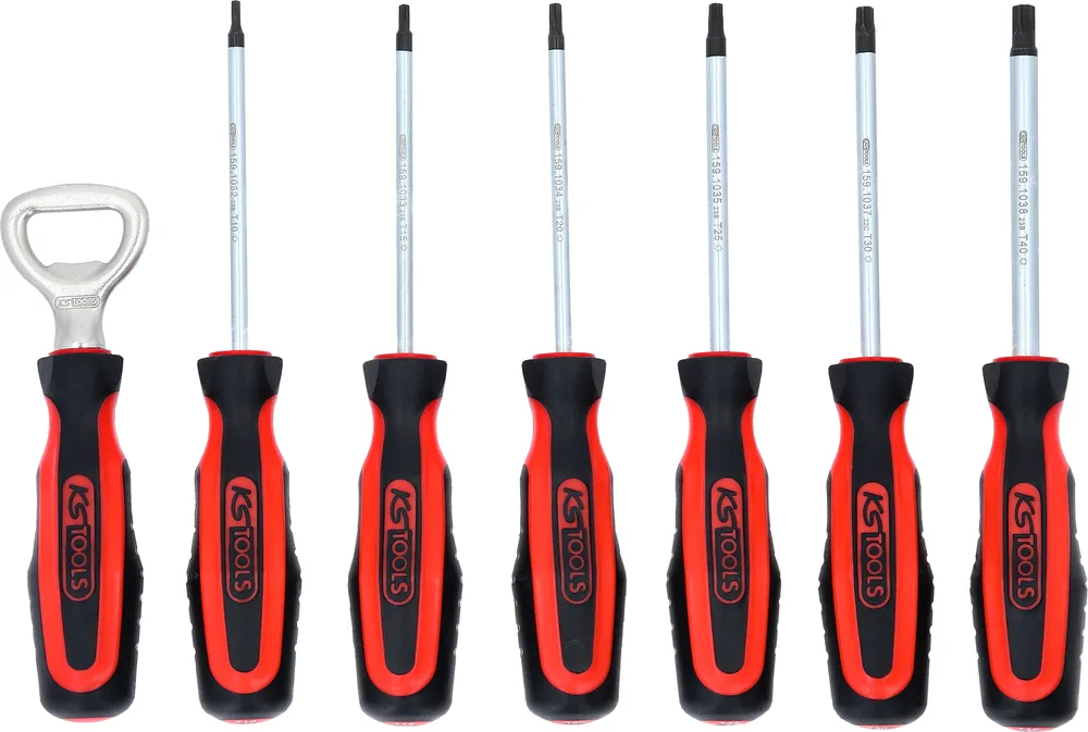 Súprava skrutkovačov ERGOTORQUEplus vrátane otvárača na fľaše, 7-dielna, Torx KS Tools 159.0035