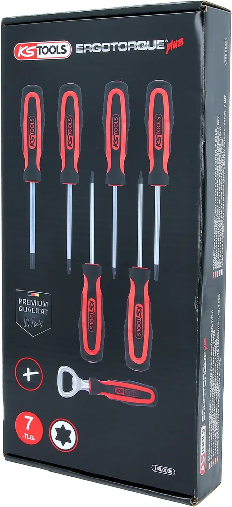 Súprava skrutkovačov ERGOTORQUEplus vrátane otvárača na fľaše, 7-dielna, Torx KS Tools 159.0035