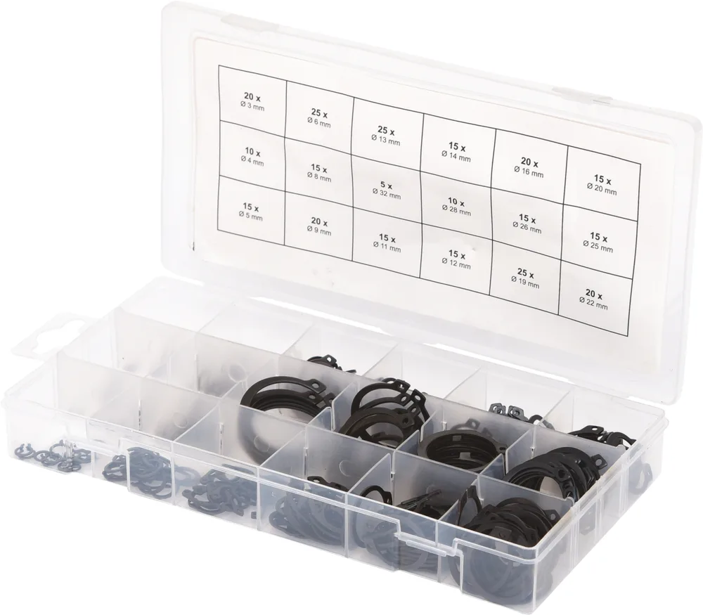 Súprava vonkajších poistných krúžkov Ø 3–32 mm, 300-dielna KS Tools 970.0100