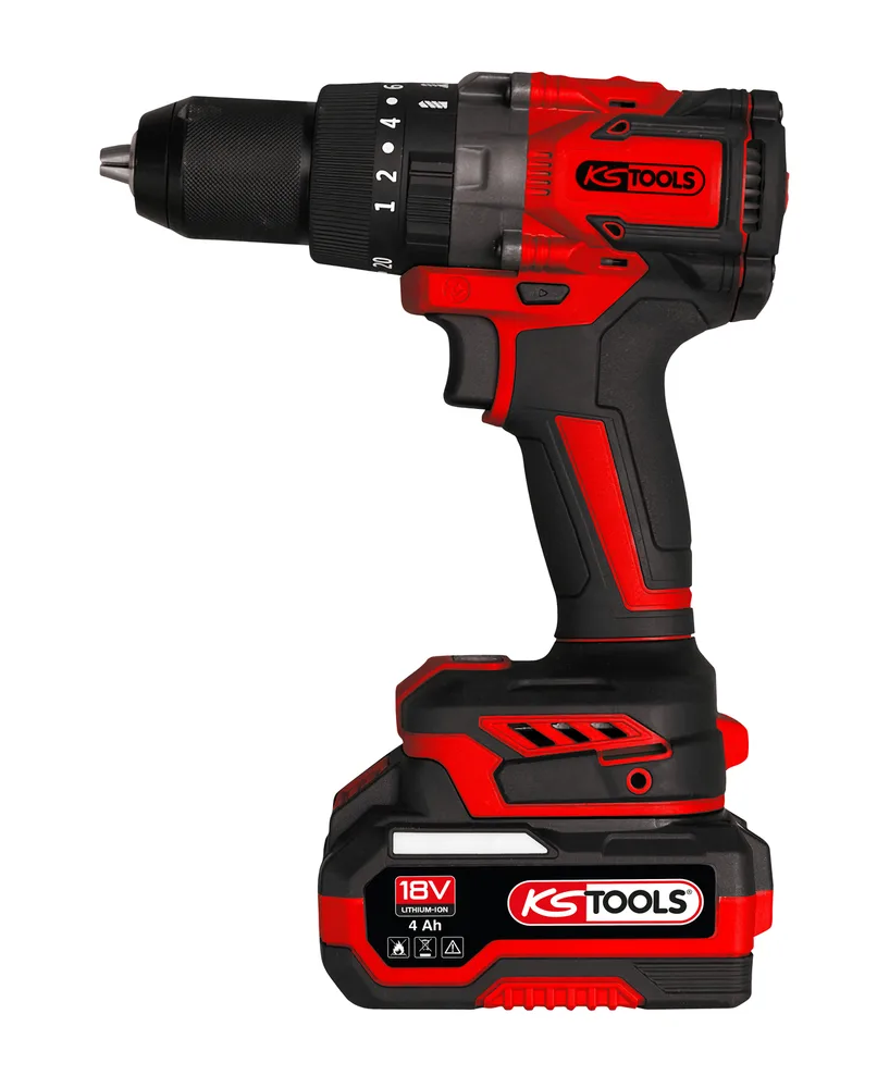 Súprava vŕtačky a skrutkovača 18 V, 2 akumulátory a nabíjačka KS Tools 515.4730F