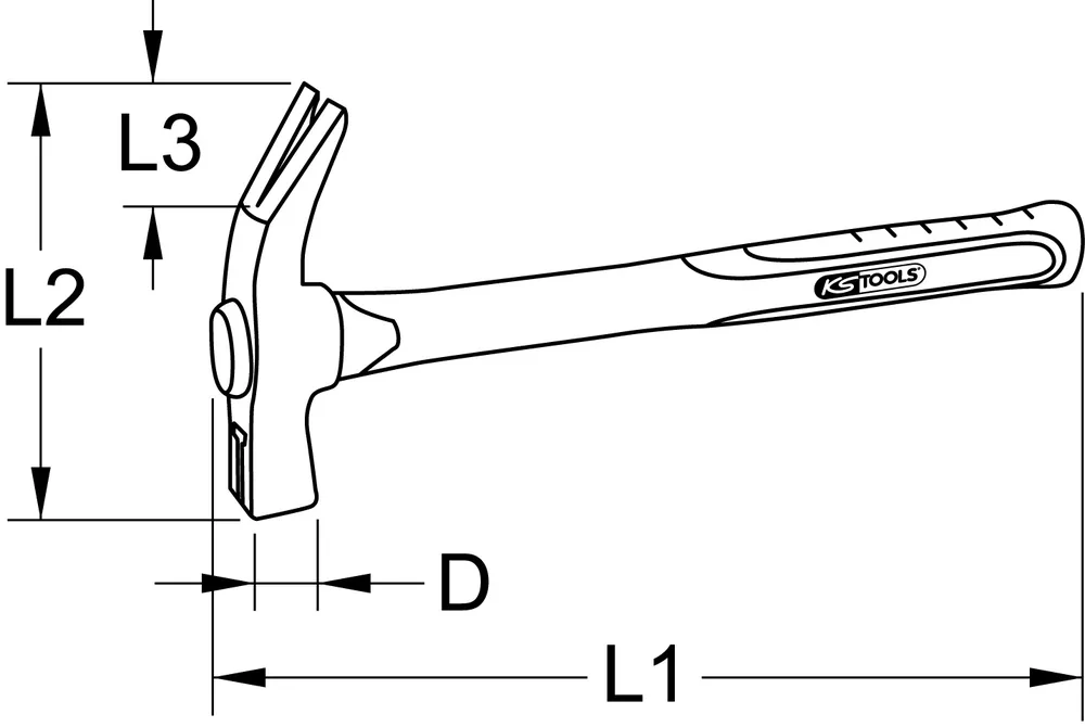 Tesárske kladivo s rúčkou zo sklolaminátu, 700g KS Tools 142.2010
