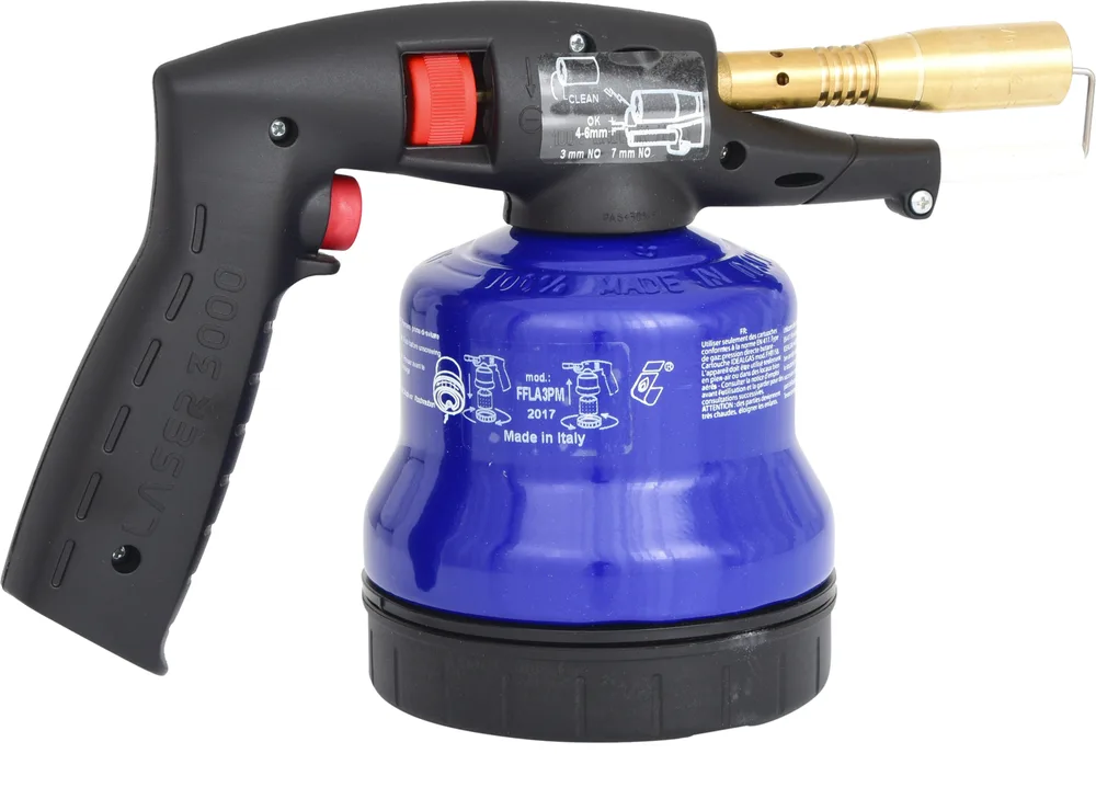 Univerzálny kartušový spájkovací horák s piezo zapaľovaním, modrý KS Tools 903.5905