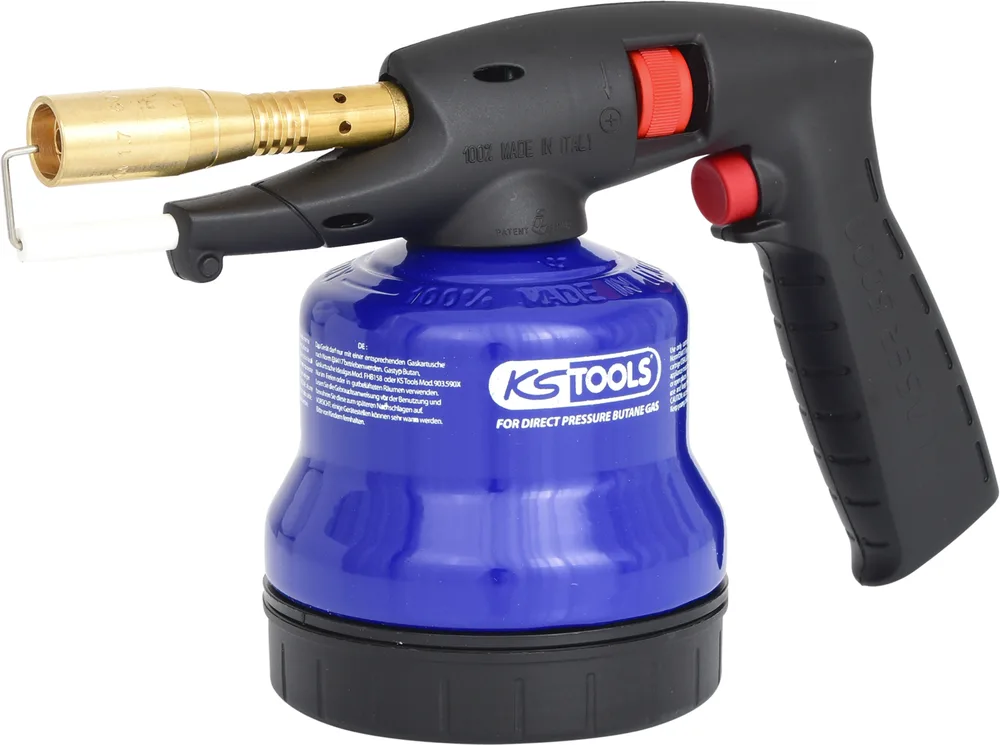 Univerzálny kartušový spájkovací horák s piezo zapaľovaním, modrý KS Tools 903.5905