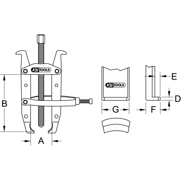 Univerzálny sťahovák, 2-ramenný s upínacím strmeňom, 110 mm KS Tools 620.5501