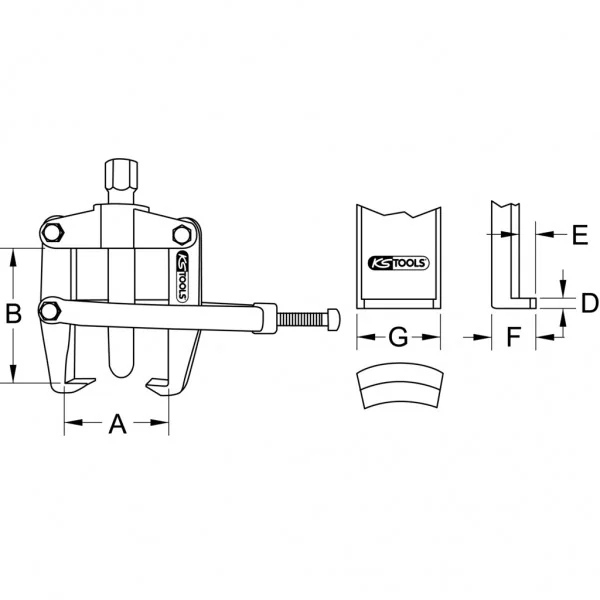 Univerzálny sťahovák, 2-ramenný s upínacím strmeňom, 150 mm KS Tools 620.5403