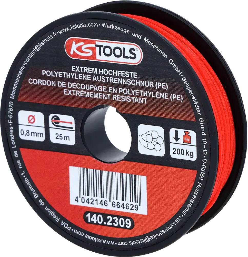 Vysokopevnostná polyetylénová rezacia šnúra na autosklá, 25 m KS Tools 140.2309