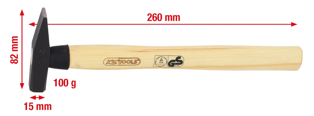 Zámočnícke kladivo s hikorovou násadou, 100 g KS Tools 142.1310