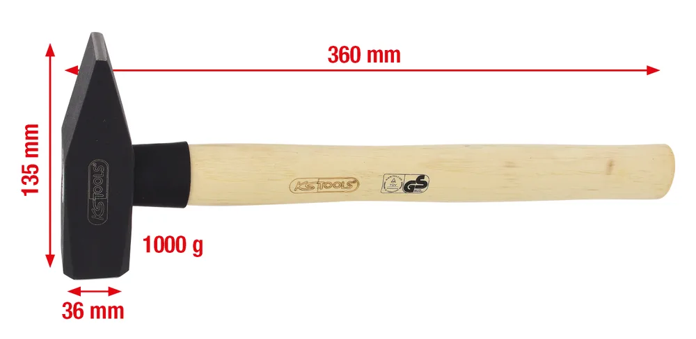 Zámočnícke kladivo s hikorovou násadou, 1000 g KS Tools 142.1400