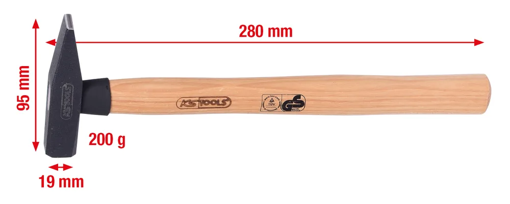 Zámočnícke kladivo s hikorovou násadou, 200 g KS Tools 142.1320