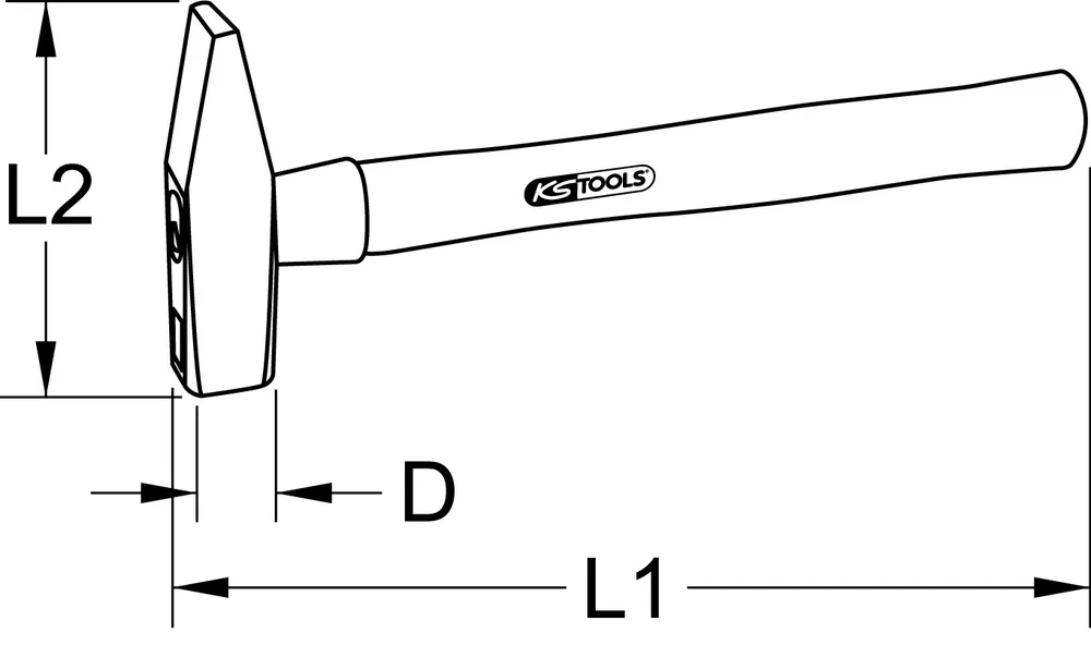 Zámočnícke kladivo s hikorovou násadou, 2000 g KS Tools 142.1319