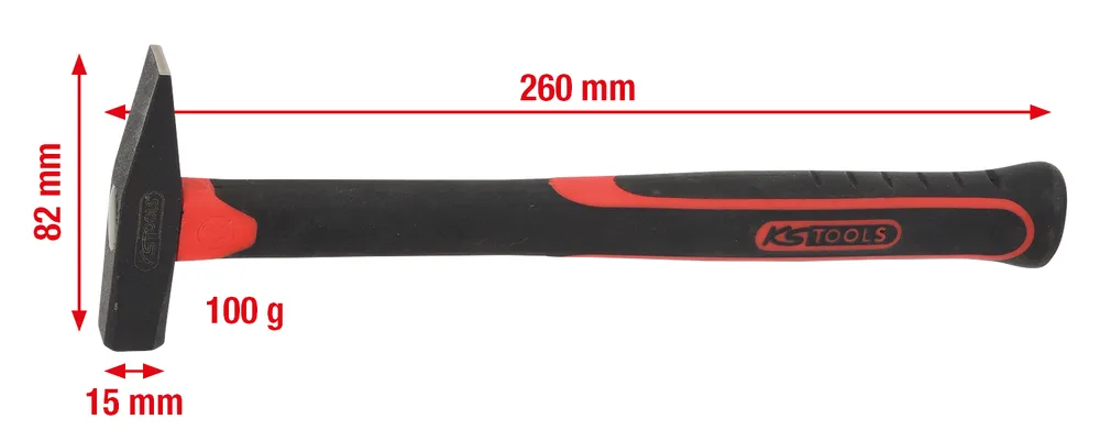 Zámočnícke kladivo s rúčkou zo sklených vlákien, 100g KS Tools 142.1311