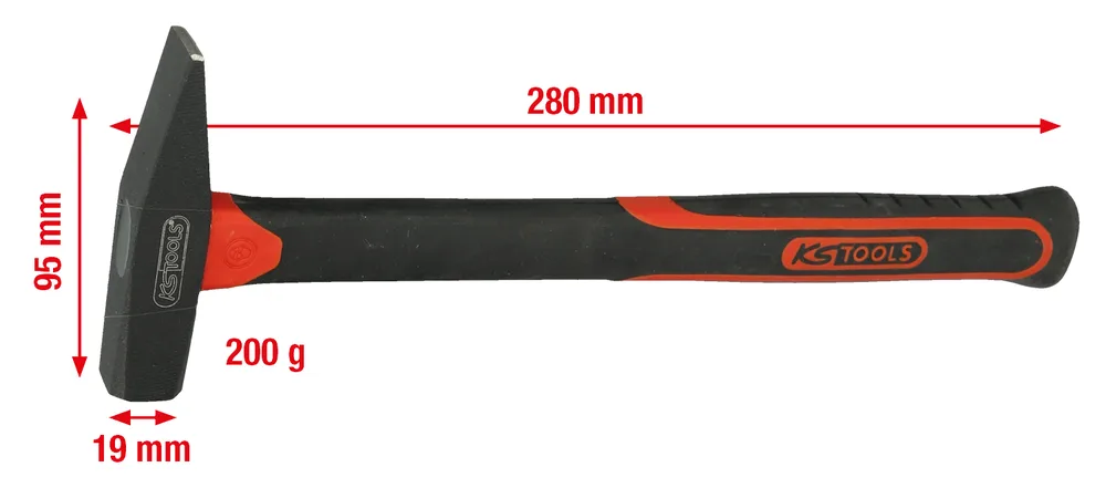 Zámočnícke kladivo s rúčkou zo sklených vlákien, 200g KS Tools 142.1321