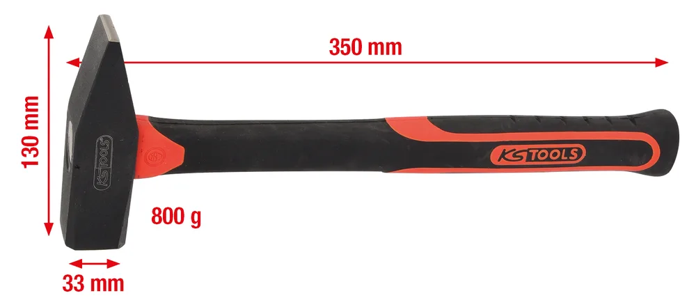 Zámočnícke kladivo s rúčkou zo sklených vlákien, 800g KS Tools 142.1381