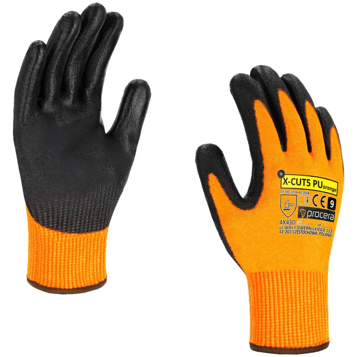 Protiporezné pracovné rukavice Procera X-CUT5 PU ORANGE