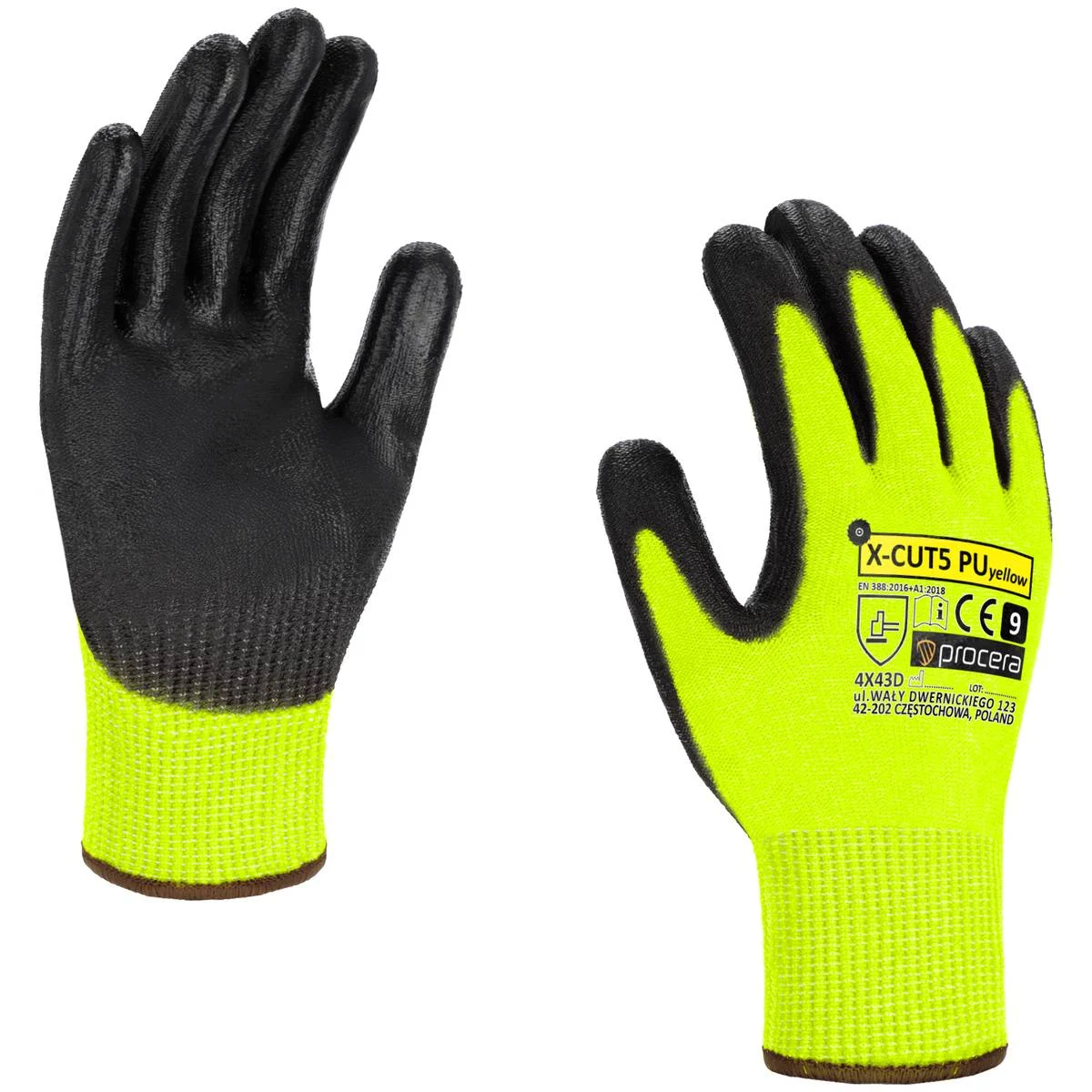 Protiporezné pracovné rukavice Procera X-CUT5 PU YELLOW