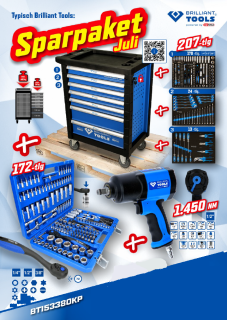 Dielenský vozík s 207 dielnou sadou náradia Brilliant Tools BT153207 Letná Akcia, gola sada + rázový uťahovák Grátis